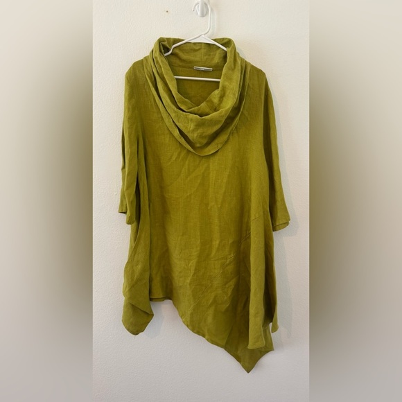 Bryn Walker Noma 100% Linen Tunic Top Asymmetric Lagenlook Cowl Neck Sz Small - Picture 1 of 10